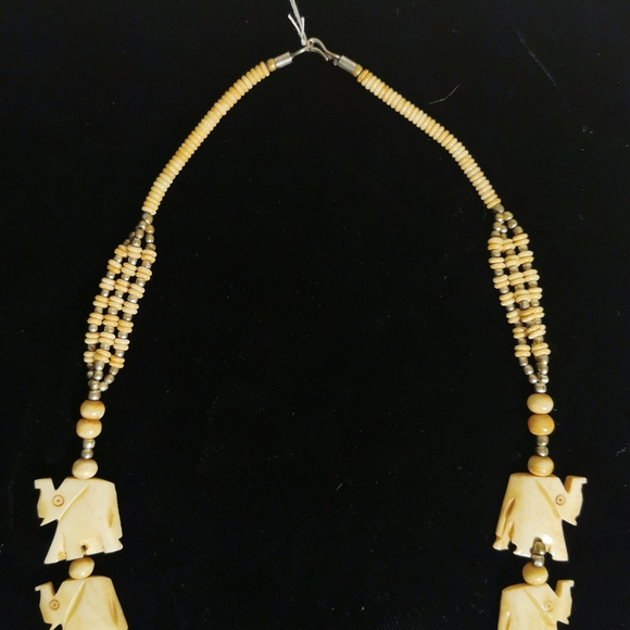 Carved Bone Elephant Necklace - Picture 3 of 7